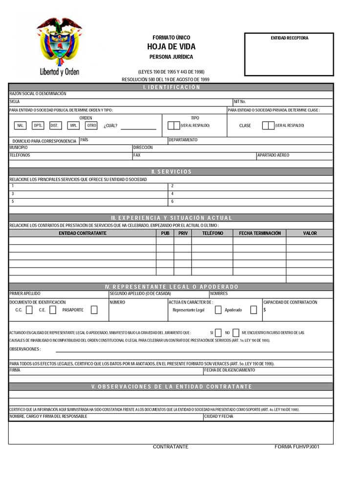 Formato Único Persona Jurídica