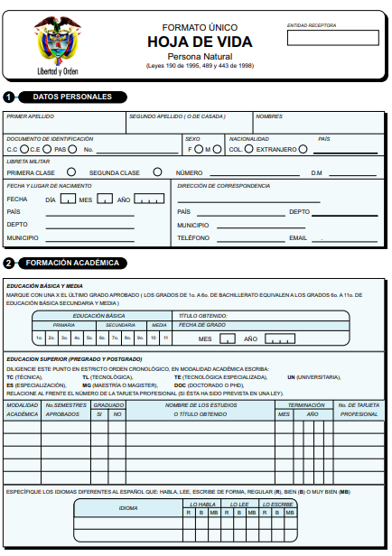 Hoja de vida persona natural